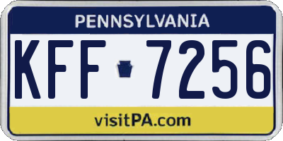 PA license plate KFF7256