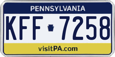 PA license plate KFF7258