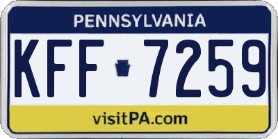 PA license plate KFF7259