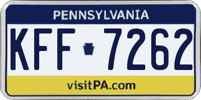 PA license plate KFF7262