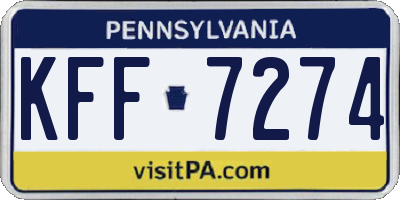 PA license plate KFF7274