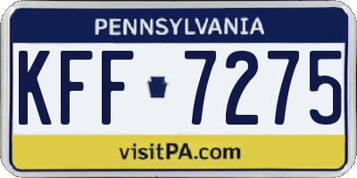 PA license plate KFF7275
