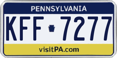 PA license plate KFF7277
