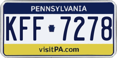 PA license plate KFF7278