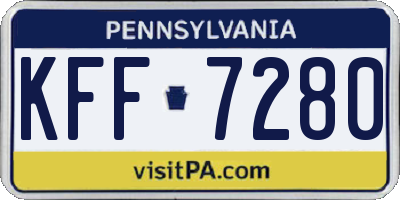 PA license plate KFF7280