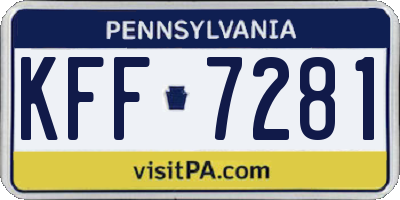 PA license plate KFF7281