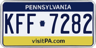 PA license plate KFF7282