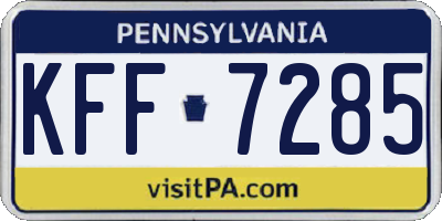 PA license plate KFF7285