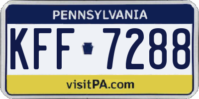 PA license plate KFF7288