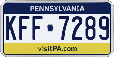 PA license plate KFF7289