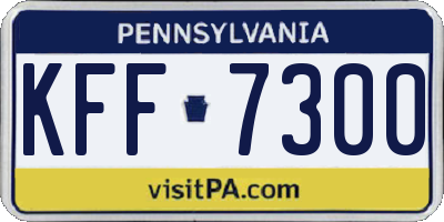 PA license plate KFF7300