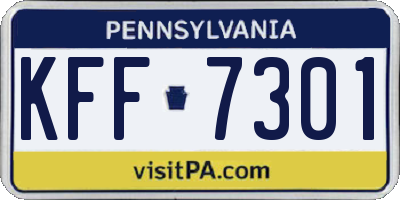 PA license plate KFF7301