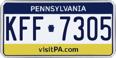 PA license plate KFF7305