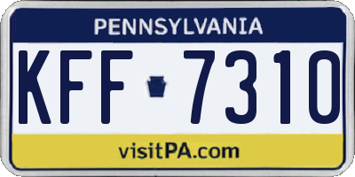 PA license plate KFF7310