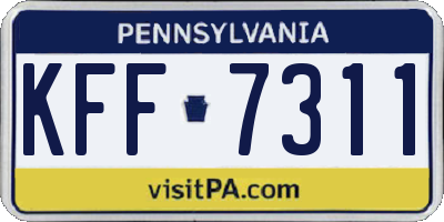 PA license plate KFF7311