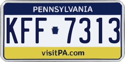 PA license plate KFF7313