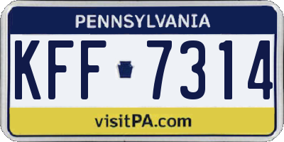 PA license plate KFF7314