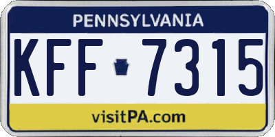 PA license plate KFF7315