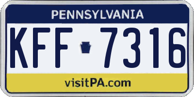 PA license plate KFF7316