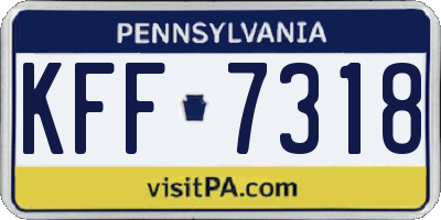 PA license plate KFF7318