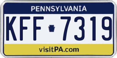 PA license plate KFF7319