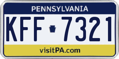 PA license plate KFF7321