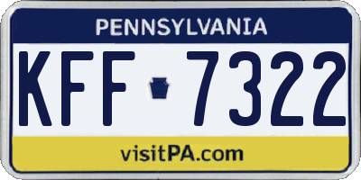 PA license plate KFF7322