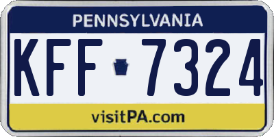 PA license plate KFF7324
