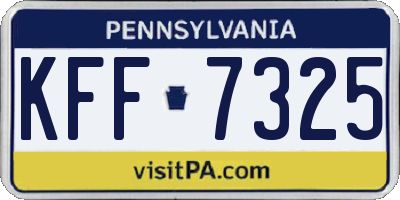 PA license plate KFF7325