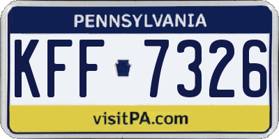 PA license plate KFF7326