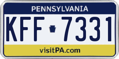 PA license plate KFF7331