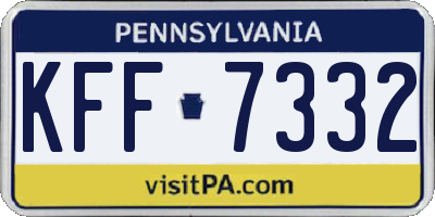 PA license plate KFF7332