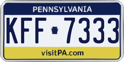 PA license plate KFF7333