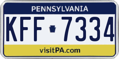 PA license plate KFF7334