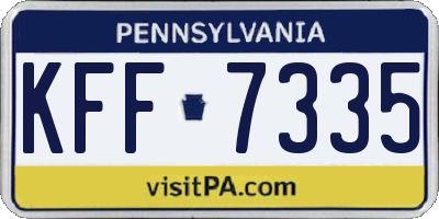 PA license plate KFF7335