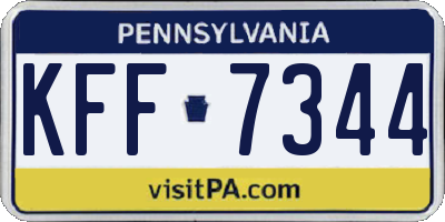 PA license plate KFF7344