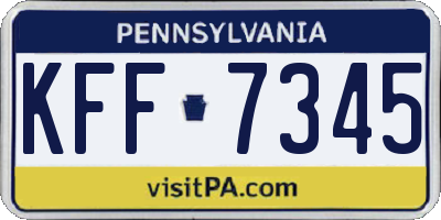 PA license plate KFF7345