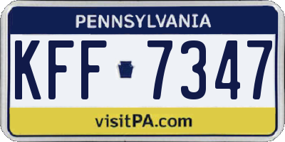 PA license plate KFF7347