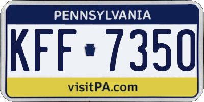 PA license plate KFF7350