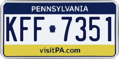 PA license plate KFF7351
