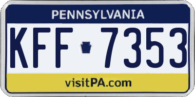 PA license plate KFF7353