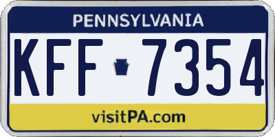 PA license plate KFF7354