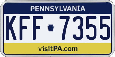 PA license plate KFF7355