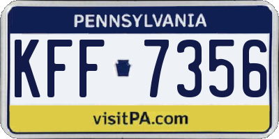 PA license plate KFF7356
