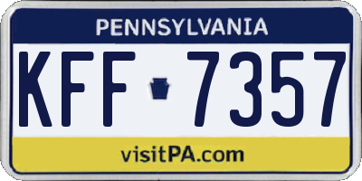 PA license plate KFF7357