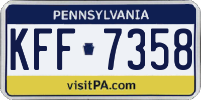 PA license plate KFF7358