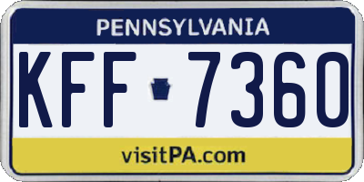 PA license plate KFF7360