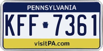 PA license plate KFF7361