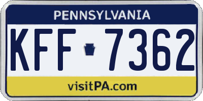 PA license plate KFF7362