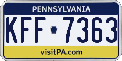 PA license plate KFF7363